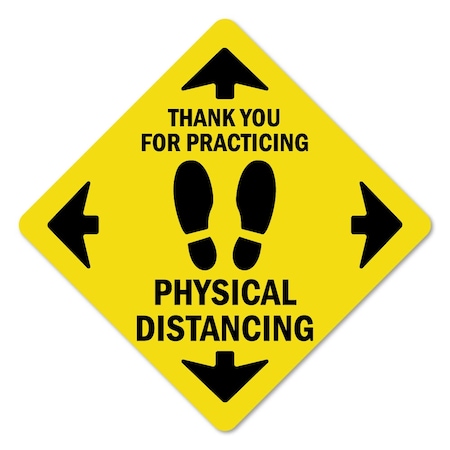 SIGNMISSION Thank You For Practicing Safe Distance Non-Slip Floor Graphic, 7in Vinyl Decal, 12PK, X-7-12PK-99975 FD-X-7-12PK-99975